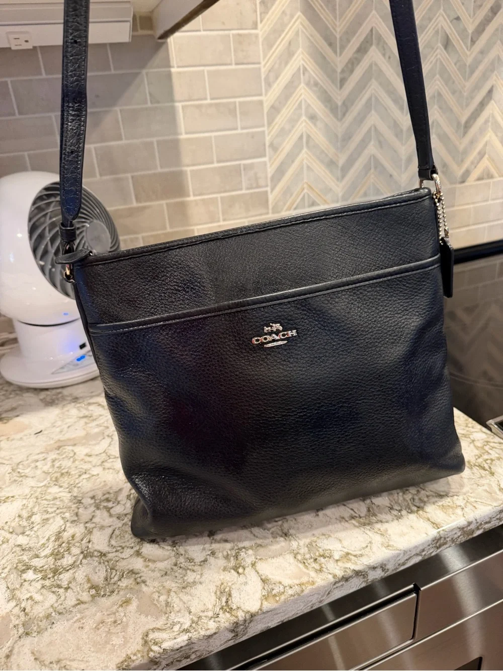Coach black Pebbled Leather Messenger Crossbody